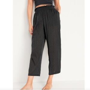 Old Navy Gray Swiss Dot High Waisted Crop Wide Leg Pants Women’s Size XL Tall